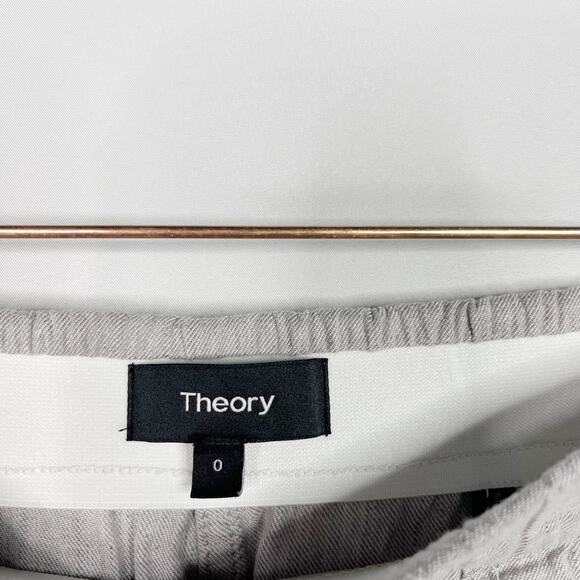 Theory Womens 0 Northsound Caliver High Waisted Linen Blend Pants Gray Cropped - Picture 10 of 12